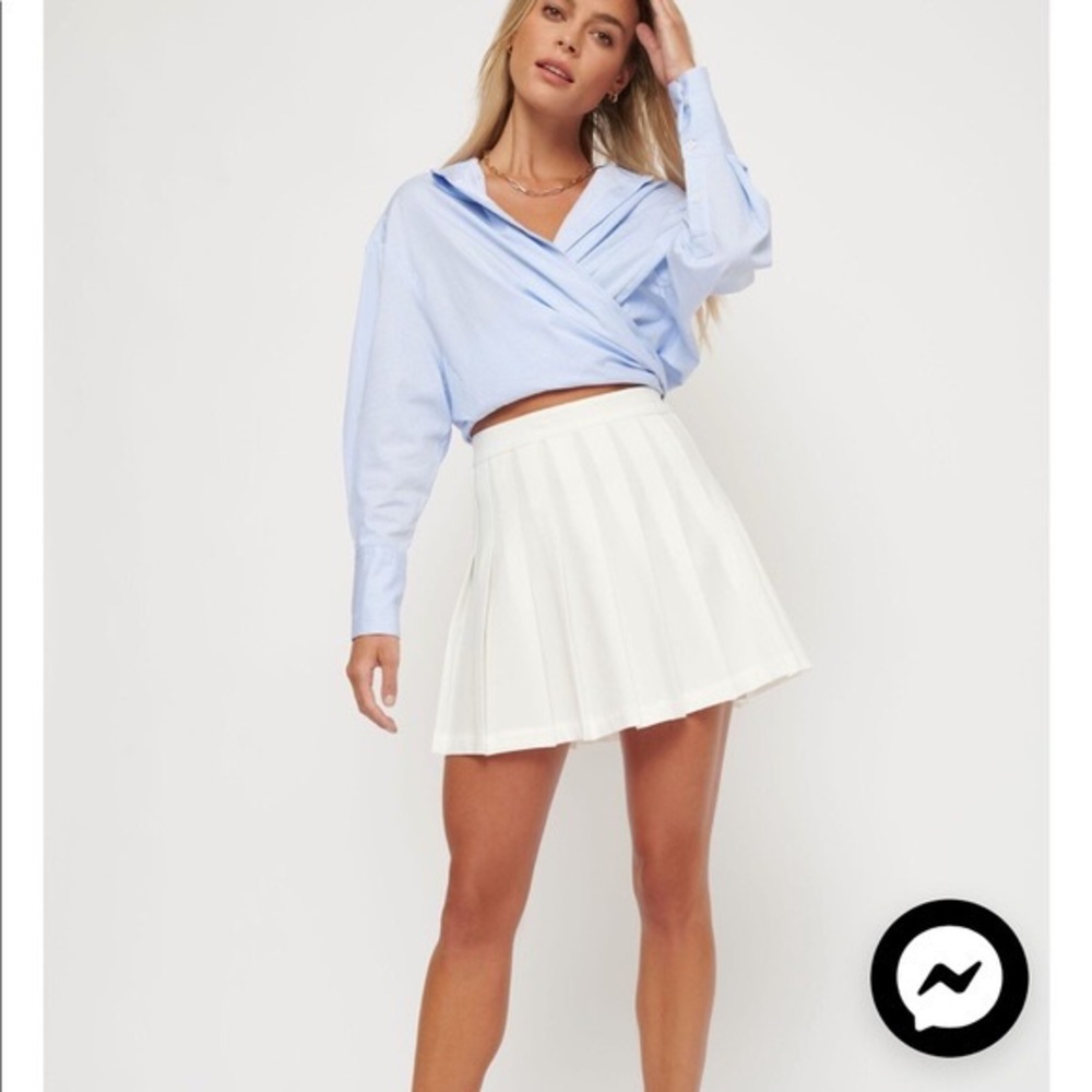 Dynamite White Pleated Tennis Skirt
